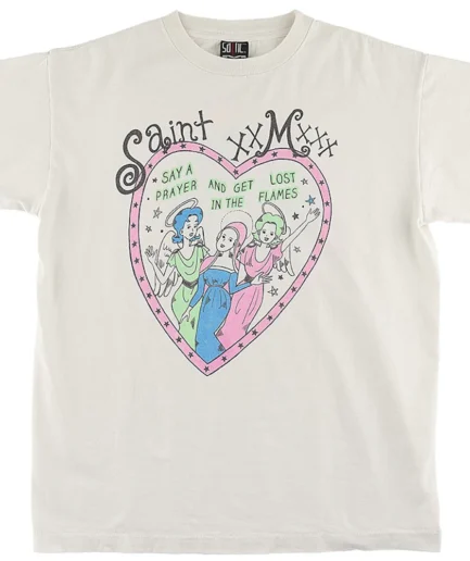 Saint Michael Heart T shirt White